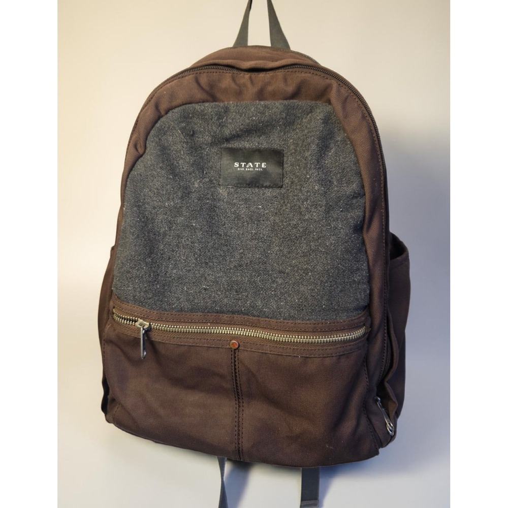 State Backback Evans Double‎ Pocket Limited Edition Brown Gray Adult Size Laptop